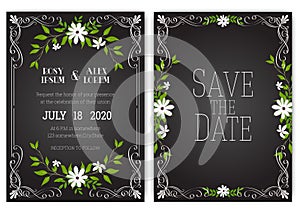 Wedding invitation card Floral hand drawn frame