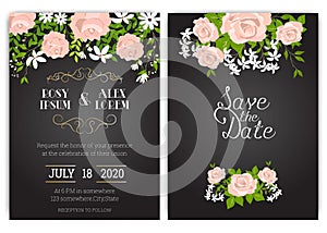 Wedding invitation card Floral hand drawn frame