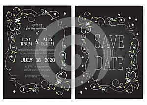 Wedding invitation card Floral hand drawn frame