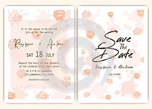 Wedding invitation card Floral hand drawn frame .Greenery Wedding Invitation ,Template Eucalyptus  Wedding Invitation