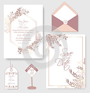 wedding invitation card with flower Templates