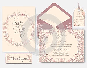 Wedding invitation card with flower Templates