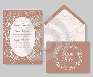 Wedding invitation card with flower Templates