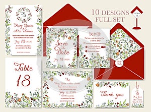 Wedding invitation card with flower Templates