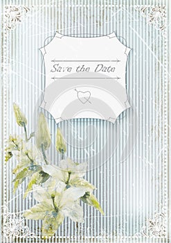 Wedding invitation card. lilyes on grunge background. vector ilustration