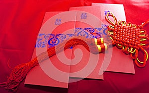 Wedding invitation card and lucky knot
