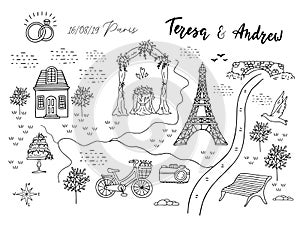 Wedding invitation card with map