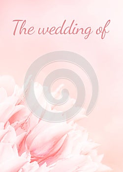 Wedding invitation card, pink tulips, standart size A7.
