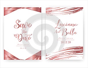 Wedding invitation card, Save the date wedding card, Modern card design with golden geometric and brush stroke.