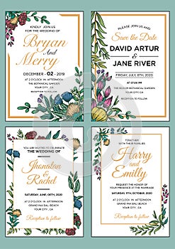 Wedding invitation card set template