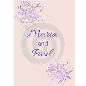 Wedding invitation card suite with flowers. Design vector illustration set border background vintage template.
