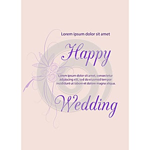 Wedding invitation card suite with flowers. Design vector illustration set border background vintage template.