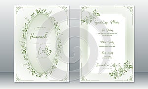 Wedding invitation card template design vintage green background