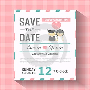 Wedding invitation card template vector illustration, wedding invitation card editable with background