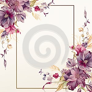 Wedding invitation card template with watercolor floral decoration - abstract background