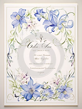 Wedding invitation card template with watercolor floral decoration - abstract background