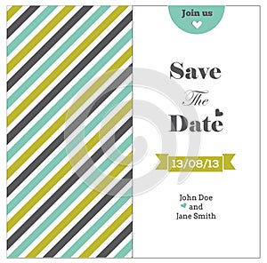 Wedding invitation with colored stripes, romantic