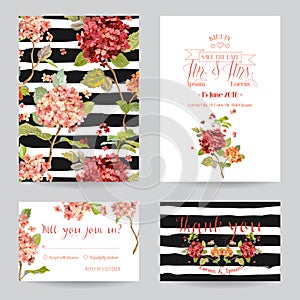 Wedding Invitation or Congratulation Card Set - Flower Pansy