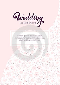 Wedding invitation cute design template. Floral flyer template