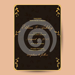 Wedding invitation with cute floral flower pattern frame