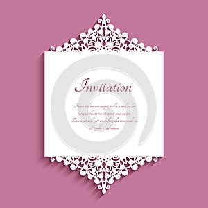 Wedding invitation with cutout lace borders