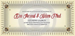 Wedding invitation. Decorative border. Frame in vintage style