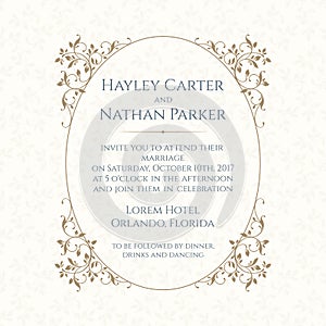 Wedding invitation. Design classic cards