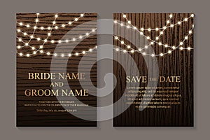 Wedding invitation design or cover with garlands of string