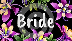Wedding invitation DiY template orhid handmade watercolor illustration.