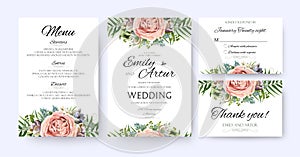 Wedding Invitation, floral invite card Design: garden lavender p