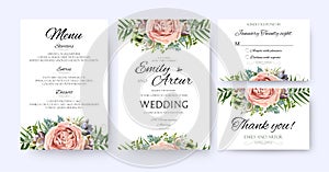Wedding Invitation, floral invite card Design: garden lavender p photo