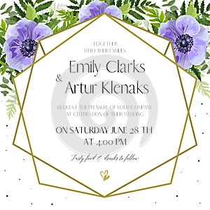 Wedding Invitation, floral invite card Design: ultra violet lave