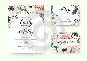 Wedding Invitation floral invite Rsvp cute card vector Designs s
