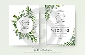 Wedding Invitation, floral invite thank you, rsvp modern card De