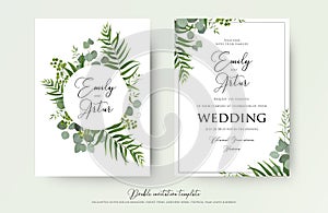 Wedding Invitation, floral invite thank you, rsvp modern card De photo