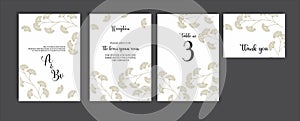 Wedding Invitation, floral invite thank you, rsvp modern card Design in copper ginkgo biloba leaves branches