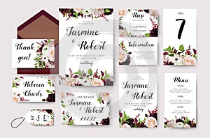 Wedding invitation flower invite card design with garden peach