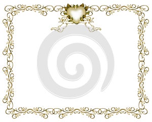 Wedding Invitation Gold Border Angels