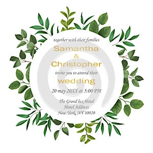 Wedding invitation with Greenery