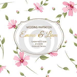 Wedding invitation gypsophila floral banner card