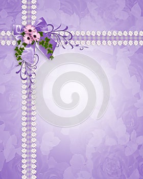 Wedding invitation lavender daisies