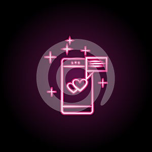 Wedding invitation in mobile neon icon. Simple thin line, outline vector of wedding icons for ui and ux, website or mobile