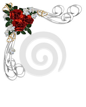 Wedding invitation Red Roses Border