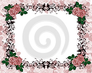 Wedding Invitation Red Roses Ornamental