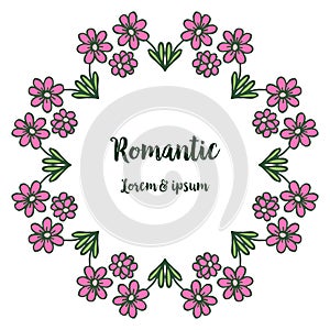 Wedding invitation romantic with pink floral frame background. Vector