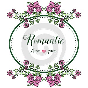 Wedding invitation romantic with pink floral frame background. Vector