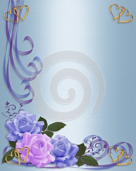 Wedding invitation Roses Border Blue and Lavender