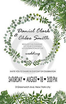 Wedding Invitation, rsvp modern card Design. Vector natural, bot