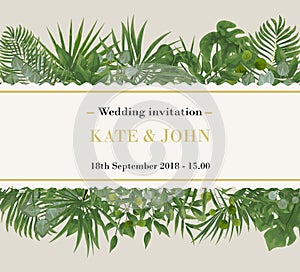 Wedding Invitation, rsvp modern card Design. Vector natural, bot