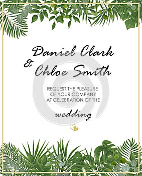 Wedding Invitation, rsvp modern card Design. Vector natural, bot